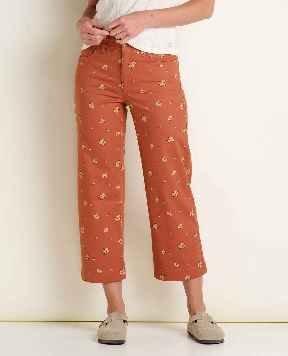 TOAD & CO Earthworks Wide Leg Crop Pant Copper Print Size 12 NWT